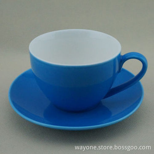 New Bone China Tea Cup and Saucer Set, Light Blue Color Glazed, Ideal for Gifts and Promotion